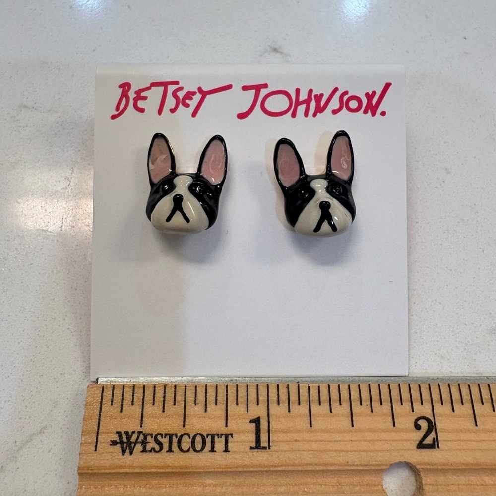 Betsey Johnson French Bulldog Stud Earrings